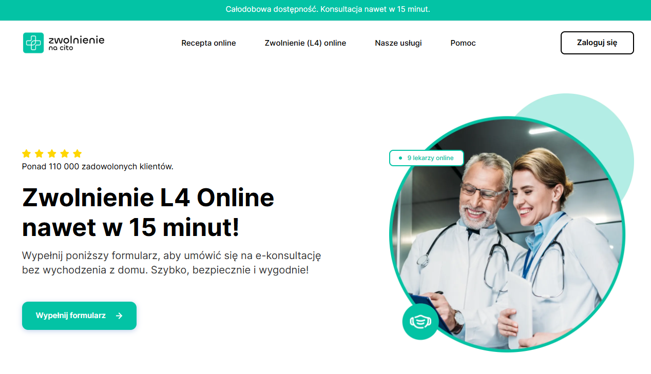 Podgląd portalu Zwolnienienacito.pl